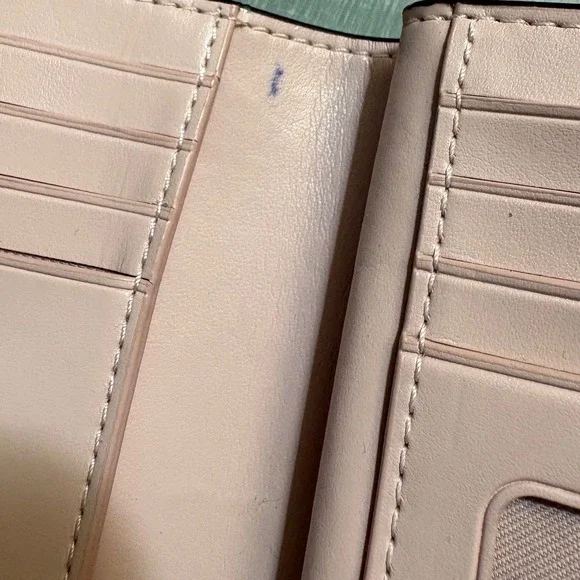 Coach Medium Corner Zip Wallet Signature Canvas Khaki Pink - Picture 7 of 12